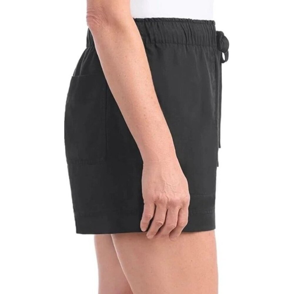 Hilary Radley Women's M Black Tencel Pull-On Shorts W/Side Pockets n1041 - Picture 2 of 10